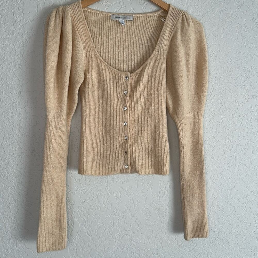 Urban Outfitters Fuzzy Crop Sweater Long Sleeve Jewel Feminine Soft Girl Cozy